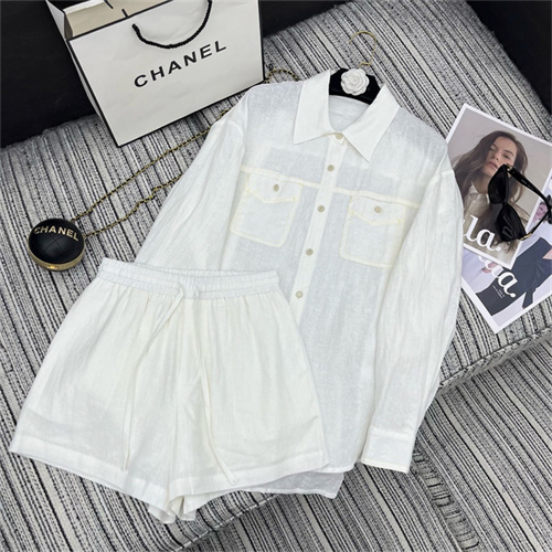 샤넬 긴팔 셔츠 반바지 세트 C63407 2025/신상